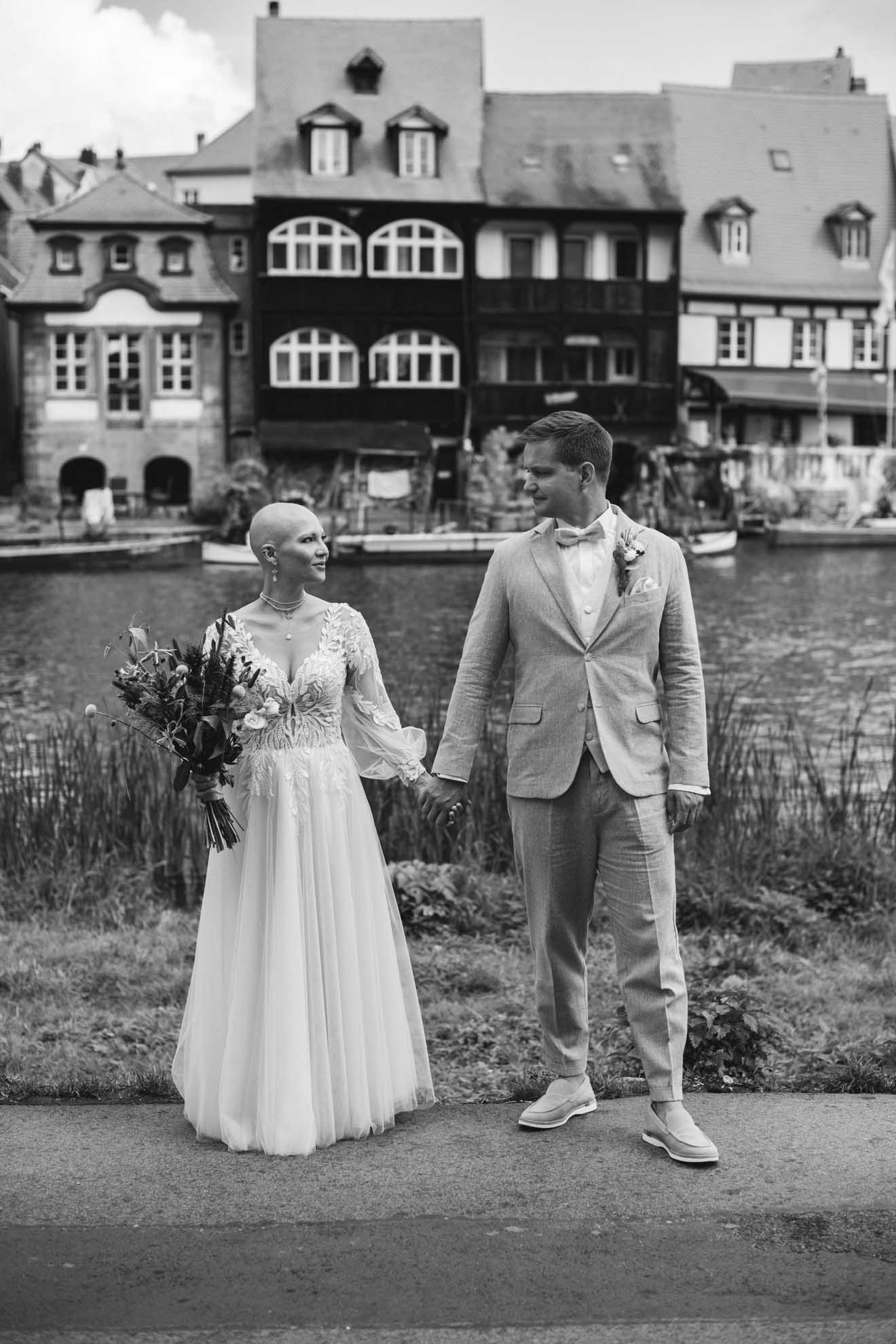 Hochzeit, Brautpaar Shooting, Brautstrauß Bamberg, Klein Venedig,